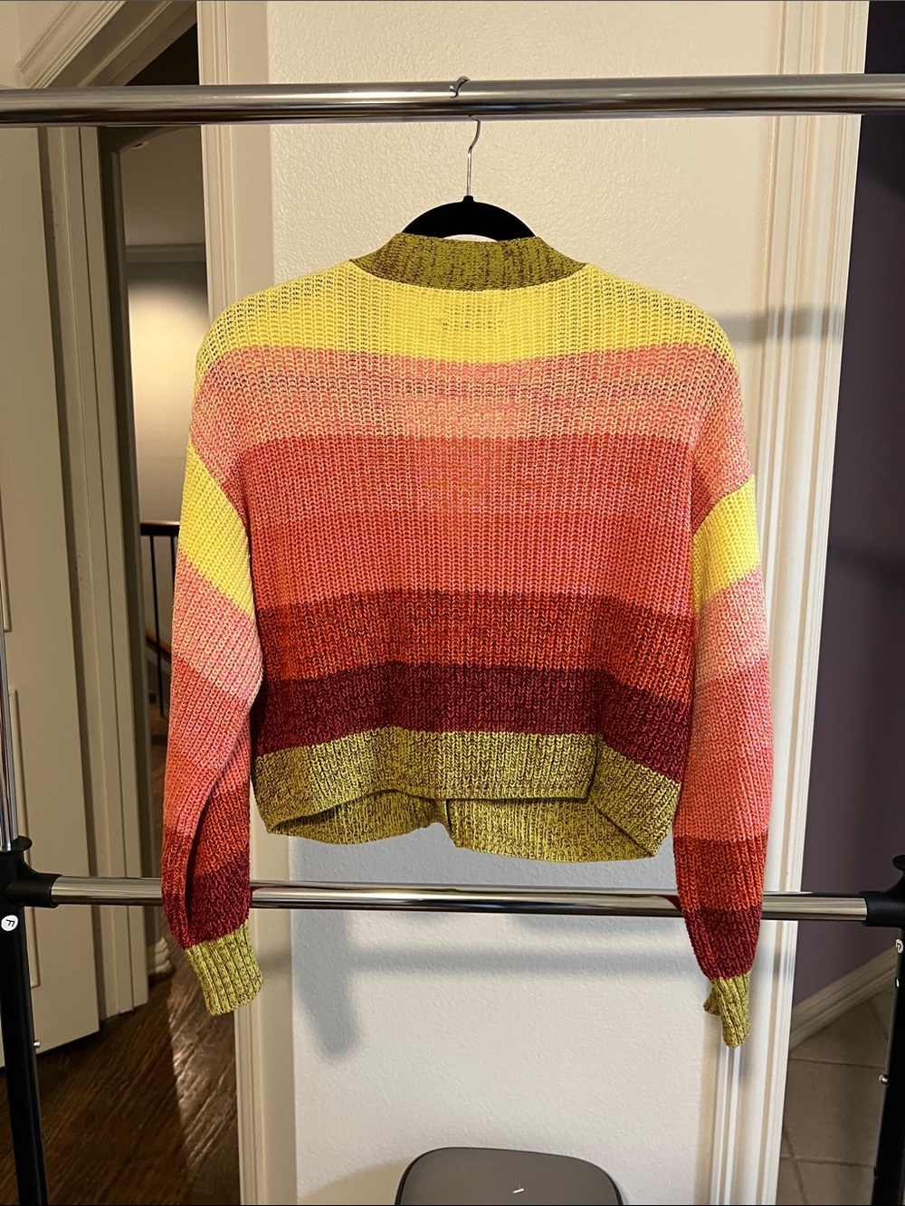 Urban Outfitters Yellow Pink Orange Striped Cropped Button Cardigan - Picture 4 of 4